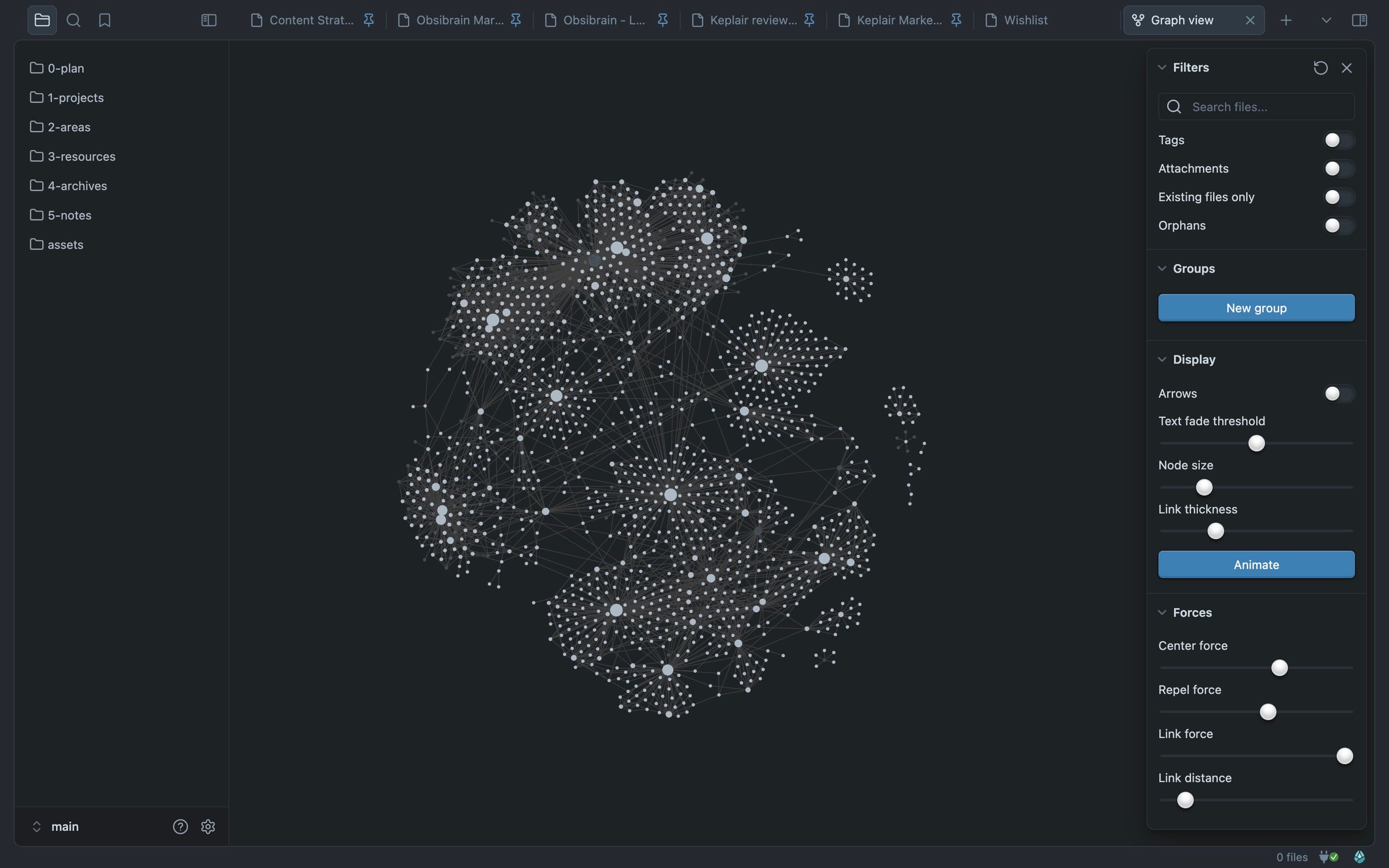 Knowledge linking in Obsidian.