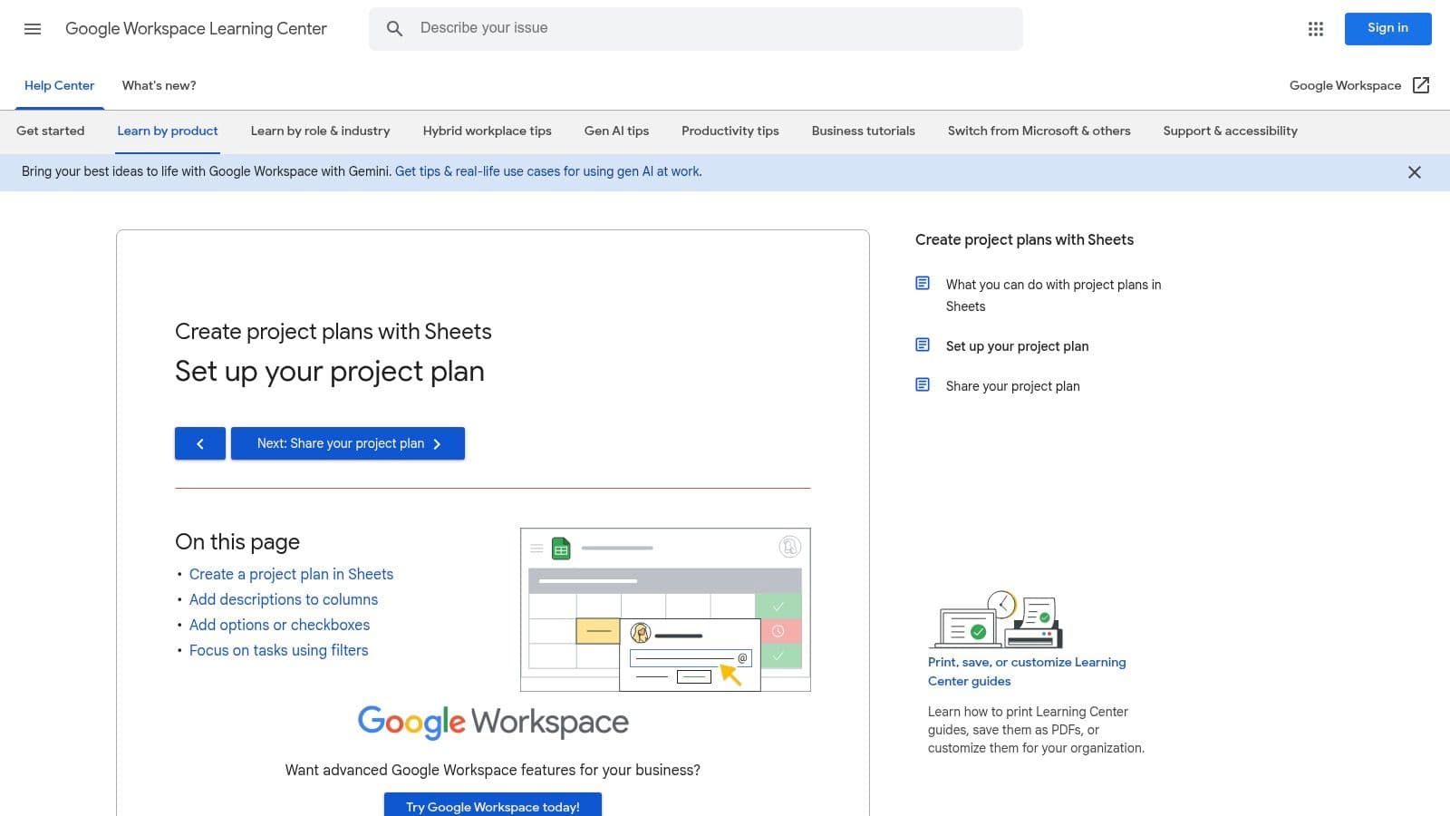 Google Workspace (Google Sheets/Docs Template guidance)