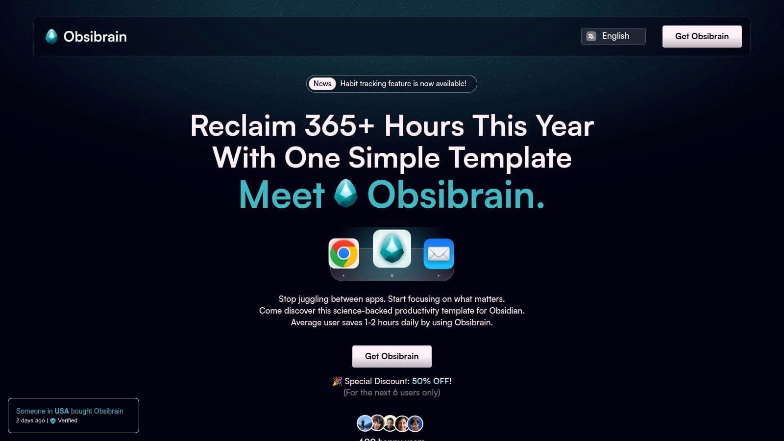 Obsibrain interface showing project management and task tracking features