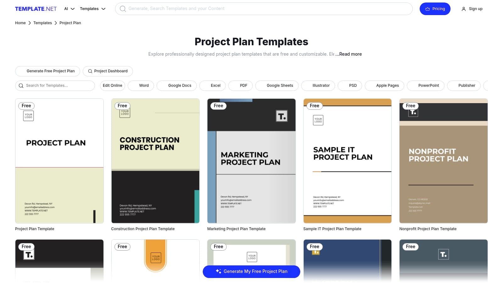 Template.net (Downloadable Project Plan Templates)